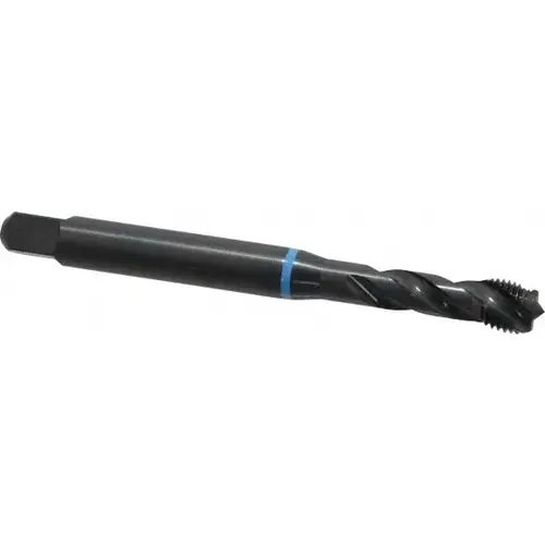 Spiral Flute Tap: 3/8-24 UNF, 3 Flutes, Modified Bottoming, 3B Class of Fit, Cobalt, Oxide Coated