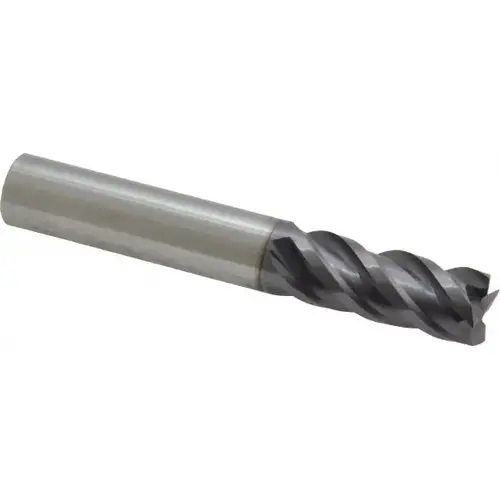 Square End Mill: 3/8 inch Dia, 7/8 inch LOC, 3/8 inch Shank Dia, 2-1/2 inch OAL, 4 Flutes, Solid Carbide Square End Mill: 3/8 inch Dia, 7/8 inch LOC, 3/8 inch Shank Dia, 2-1/2 inch OAL, 4 Flutes, Solid Carbide