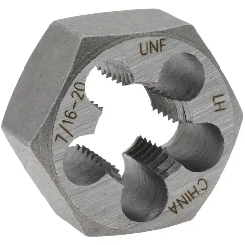 Hex Rethreading Die: 7/16-20, Left Hand, Carbon Steel Hex Rethreading Die: 7/16-20, Left Hand, Carbon Steel
