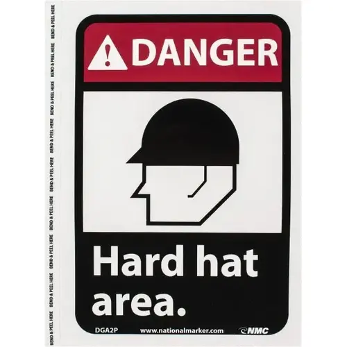 Sign: Rectangle, "Danger - Hard Hat Area" Sign: Rectangle, "Danger - Hard Hat Area"