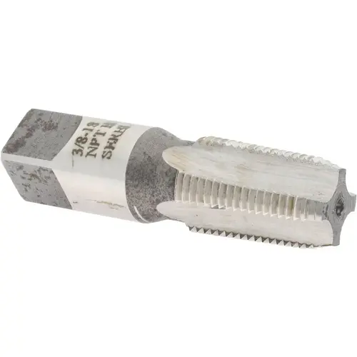 Standard Pipe Tap: 3/8-18, NPT, 4 Flutes, High Speed Steel, Bright/Uncoated Standard Pipe Tap: 3/8-18, NPT, 4 Flutes, High Speed Steel, Bright/Uncoated