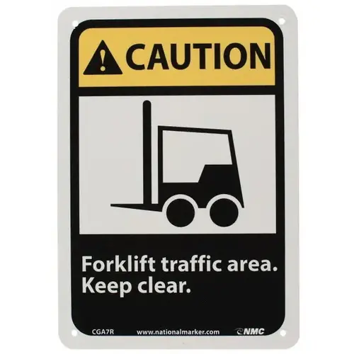 Accident Prevention Sign: Rectangle, "Caution, Forklift traffic area keep clear."