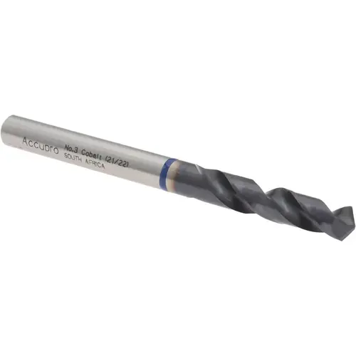 Screw Machine Length Drill Bit: Size #3, 120 deg Point, Cobalt TiAlN