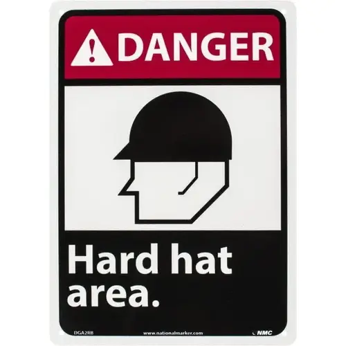 Accident Prevention Sign: Rectangle, "Danger, HARD HAT AREA" Accident Prevention Sign: Rectangle, "Danger, HARD HAT AREA"