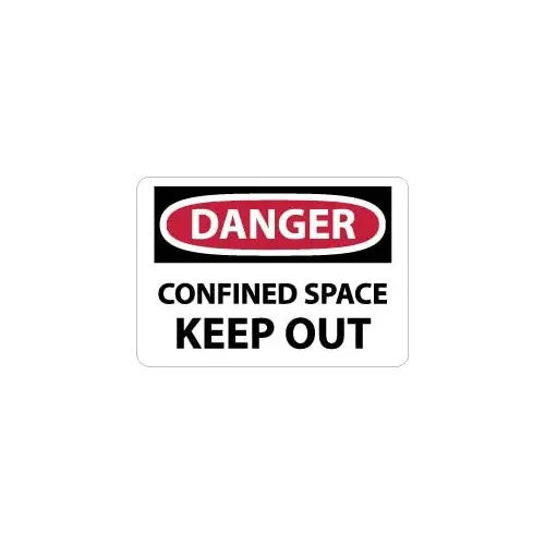 Accident Prevention Sign: Rectangle, "Danger, CONFINED SPACE KEEP OUT" Accident Prevention Sign: Rectangle, "Danger, CONFINED SPACE KEEP OUT"