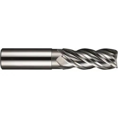 Corner Radius End Mill: 1/4" Dia, 3/4" LOC, 0.03" Radius, 4 Flutes, Solid Carbide