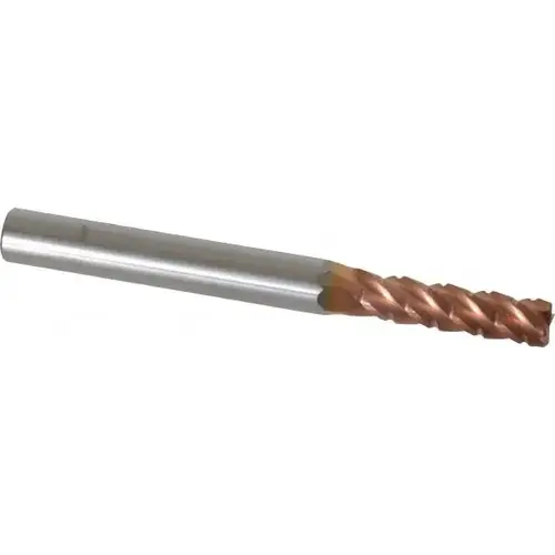 Roughing & Finishing End Mill: 0.2188" Dia, 4 Flutes, 0.02" Corner Radius, Corner Radius End, Solid Carbide TiCN Roughing & Finishing End Mill: 0.2188" Dia, 4 Flutes, 0.02" Corner Radius, Corner Radius End, Solid Carbide TiCN