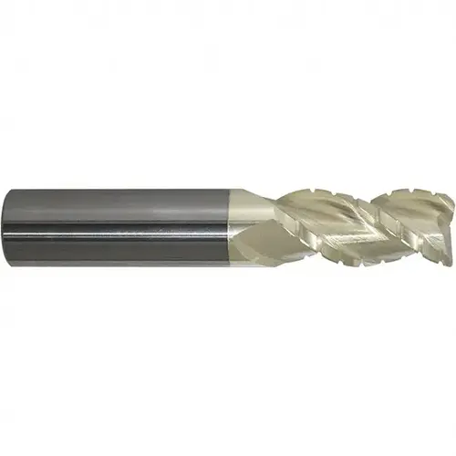 Roughing & Finishing End Mill: 5/16" Dia, 3 Flutes, 0.02" Corner Radius, Corner Radius End, Solid Carbide ZrN Roughing & Finishing End Mill: 5/16" Dia, 3 Flutes, 0.02" Corner Radius, Corner Radius End, Solid Carbide ZrN