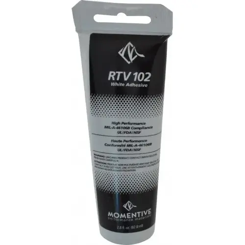 Joint Sealant: 2.8 oz Tube, White, RTV Silicone