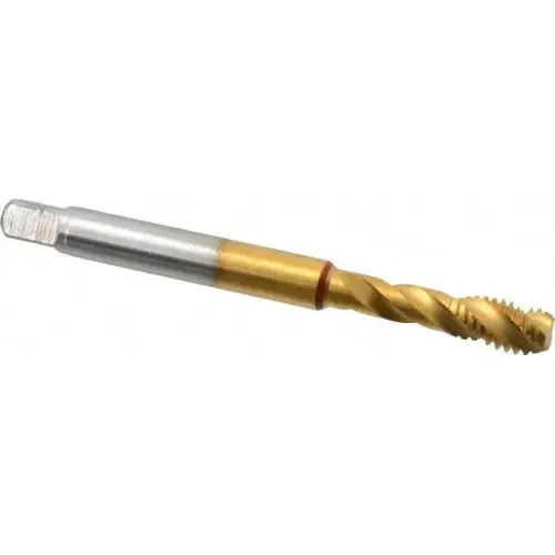 Spiral Flute Tap: 5/16-18, UNC, 3 Flute, Modified Bottoming, 2B Class of Fit, Powdered Metal, TiN Finish Spiral Flute Tap: 5/16-18, UNC, 3 Flute, Modified Bottoming, 2B Class of Fit, Powdered Metal, TiN Finish