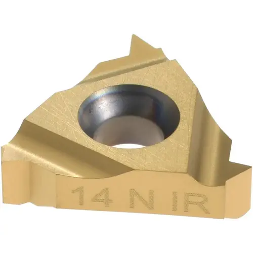 Laydown Threading Insert: 16 IR 14NPT MXC/GOLD, Solid Carbide TiN