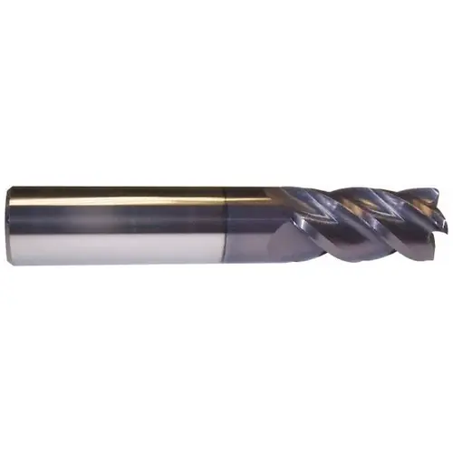 Corner Radius End Mill: 1" Dia, 2-1/4" LOC, 0.01" Radius, 4 Flutes, Solid Carbide AlTiN Corner Radius End Mill: 1" Dia, 2-1/4" LOC, 0.01" Radius, 4 Flutes, Solid Carbide AlTiN