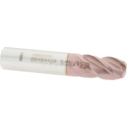 Corner Radius End Mill: 3/8" Dia, 5/8" LOC, 1/8" Radius, 4 Flutes, Solid Carbide TiCN Corner Radius End Mill: 3/8" Dia, 5/8" LOC, 1/8" Radius, 4 Flutes, Solid Carbide TiCN