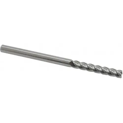 Corner Radius End Mill: 1/4" Dia, 1-1/2" LOC, 0.01" Radius, 4 Flutes, Solid Carbide Bright/Uncoated Corner Radius End Mill: 1/4" Dia, 1-1/2" LOC, 0.01" Radius, 4 Flutes, Solid Carbide Bright/Uncoated