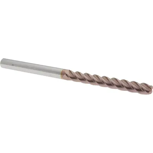 Corner Radius End Mill: 3/8" Dia, 3" LOC, 1/8" Radius, 4 Flutes, Solid Carbide TiCN Corner Radius End Mill: 3/8" Dia, 3" LOC, 1/8" Radius, 4 Flutes, Solid Carbide TiCN