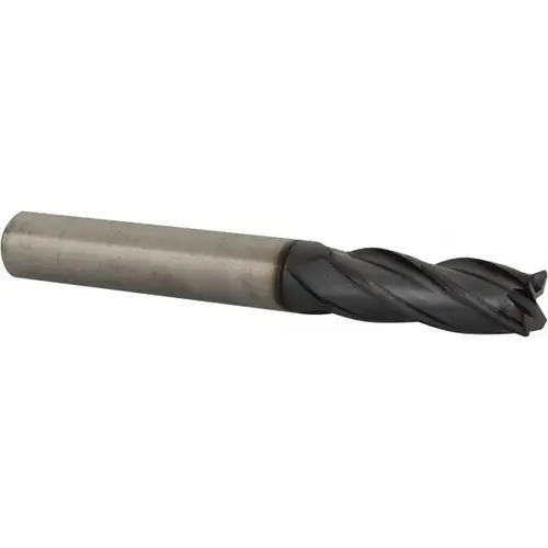 Corner Radius End Mill: 3/8" Dia, 1" LOC, 0.0200" Radius, 4 Flute, Solid Carbide