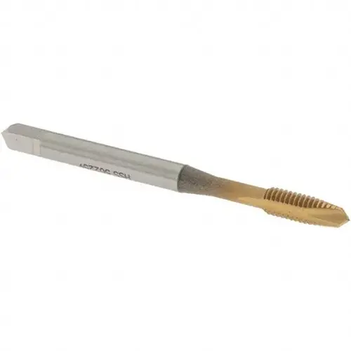 Spiral Point Tap: M4x0.70 Metric Coarse, 2 Flutes, Plug, 6H Class of Fit, High Speed Steel, TiN Coated Spiral Point Tap: M4x0.70 Metric Coarse, 2 Flutes, Plug, 6H Class of Fit, High Speed Steel, TiN Coated