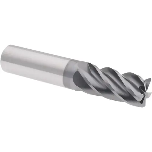 Corner Radius End Mill: 3/4" Dia, 1-5/8" LOC, 38 deg Helix, Corner Radius End, Centercutting Series HS AlCrTiN Corner Radius End Mill: 3/4" Dia, 1-5/8" LOC, 38 deg Helix, Corner Radius End, Centercutting Series HS AlCrTiN