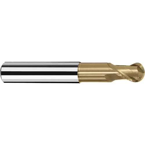 Ball End Mill: 1/4" Dia, 1/4" LOC, 2 Flute, Solid Carbide AlTiSiN