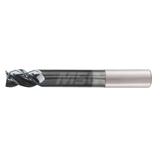 Corner Radius End Mill: 1/2" Dia, 2-1/2" LOC, 0.015" Radius, 3 Flutes, Solid Carbide DLC
