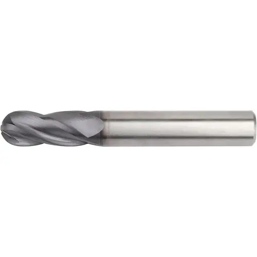 Ball End Mill: 3/8" Dia, 1" LOC, 4 Flute, Solid Carbide TiAlN