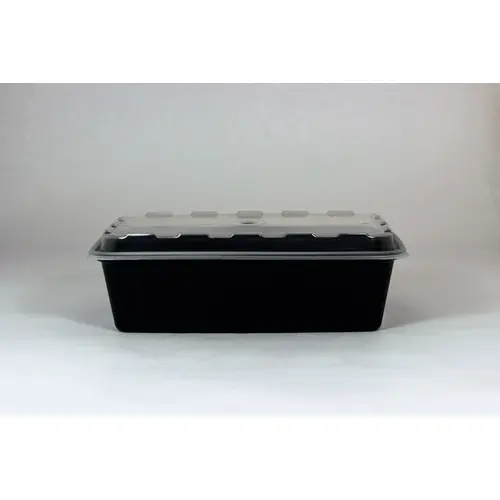 Cubeware 38 Ounce Rectangular Container Black Base With Clear Lid, 150 Set Cubeware 38 Ounce Rectangular Container Black Base With Clear Lid, 150 Set