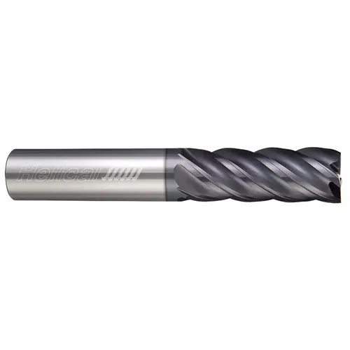 Square End Mill: 0.2500" Dia, 0.5" LOC, 0.25" Shank Dia, 2.5" OAL, 5 Flutes, Solid Carbide APLUS