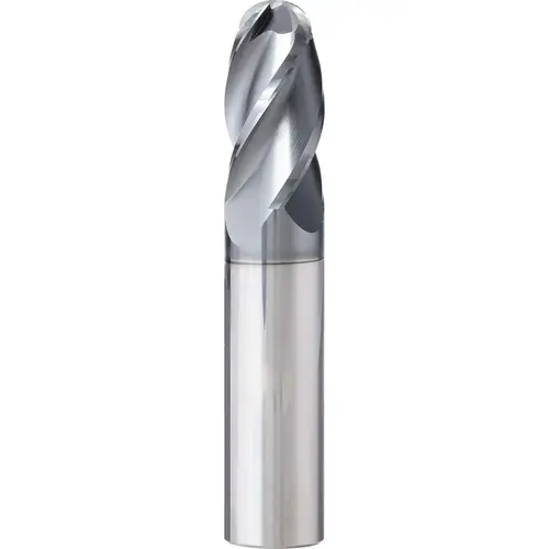 Ball End Mill: 1/2" Dia, 2" LOC, 4 Flute, Solid Carbide AlCrN