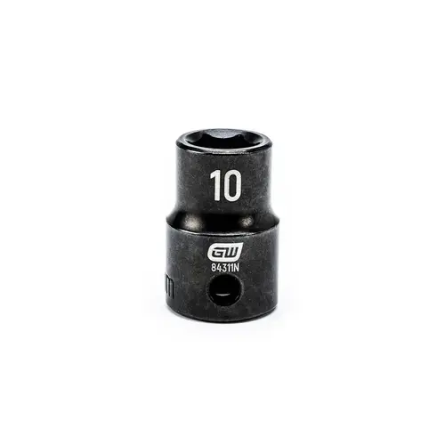 Impact Socket: 3/8" Drive, 10mm Socket, Hex Drive Impact Socket: 3/8" Drive, 10mm Socket, Hex Drive