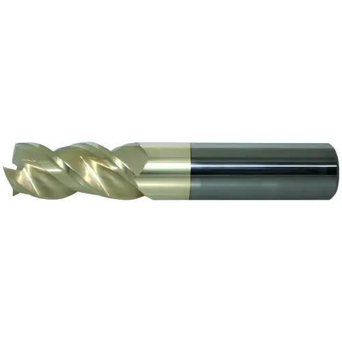 Corner Radius End Mill: 1/2" Dia, 1-1/4" LOC, 3 Flutes ZrN