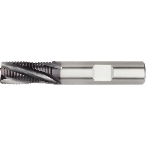 Corner Chamfer End Mill: 5/8" Dia, 2-1/4" LOC, 4 Flute, 0.0197" Chamfer Width, Solid Carbide TiCN