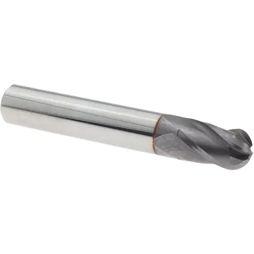 Ball End Mill: 5/16" Dia, 1/2" LOC, 4 Flute, Solid Carbide TiCN Ball End Mill: 5/16" Dia, 1/2" LOC, 4 Flute, Solid Carbide TiCN