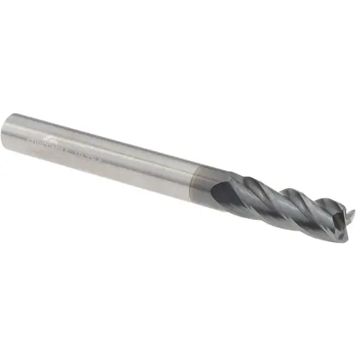 Corner Radius End Mill: 1/4" Dia, 3/4" LOC, 0.0150" Radius, 4 Flute, Solid Carbide AlCrN