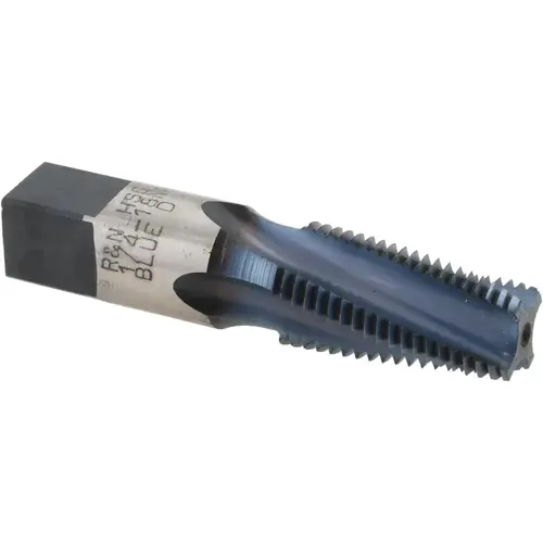 1/4-18 NPT, 15 degree Helix, 4 Flutes, Blue Diamond Finish, High Speed Steel, Spiral Flute Pipe Tap 1/4-18 NPT, 15 degree Helix, 4 Flutes, Blue Diamond Finish, High Speed Steel, Spiral Flute Pipe Tap