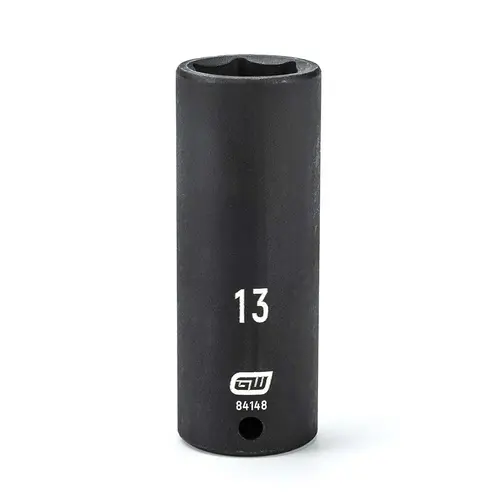 Impact Socket: 1/4" Drive, 13mm Socket, Hex Drive