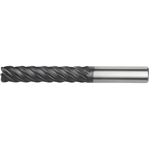 Corner Radius End Mill: 3/4" Dia, 3-3/4" LOC, 0.015" Radius, 5 Flutes, Solid Carbide AlTiN Corner Radius End Mill: 3/4" Dia, 3-3/4" LOC, 0.015" Radius, 5 Flutes, Solid Carbide AlTiN