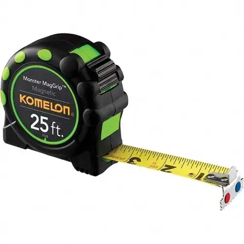 Tape Measure: 25 ft Long, 1" Width, Yellow Blade Nylon Tape Measure: 25 ft Long, 1" Width, Yellow Blade Nylon