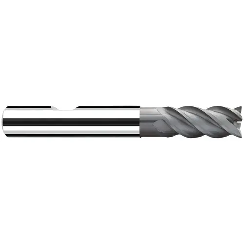Corner Radius End Mill: 3/8" Dia, 3/4" LOC, 45 deg Helix, TiAlCrN Coated, Corner Radius End, Centercutting Series NB-NVS