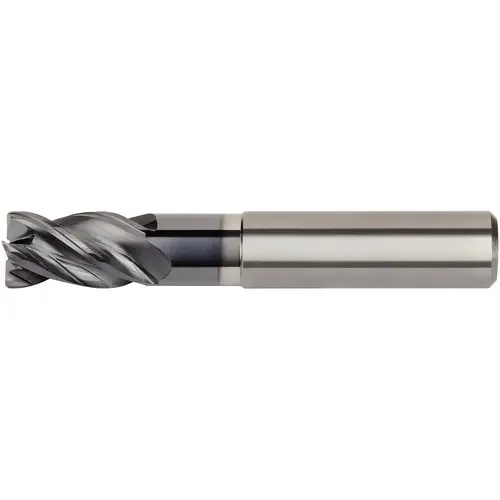 Corner Chamfer End Mill: 3 mm Dia, 8 mm LOC, 4 Flutes, 0.1 mm Chamfer Width, Solid Carbide AlTiN Corner Chamfer End Mill: 3 mm Dia, 8 mm LOC, 4 Flutes, 0.1 mm Chamfer Width, Solid Carbide AlTiN