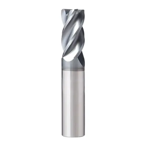 Square End Mill: 1/4" Dia, 4 Flutes, 1-1/8" LOC, Solid Carbide, 37 degree Helix AlCrN