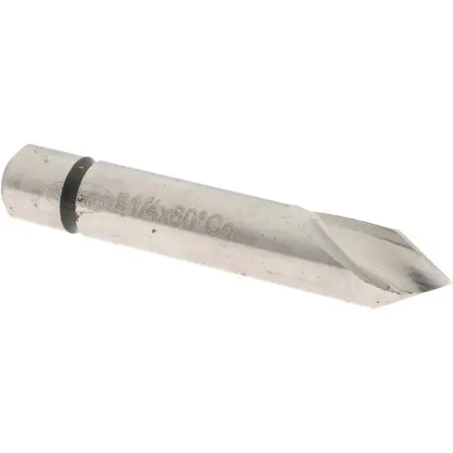 Countersink: 1/4" Head Dia, 60 degree Included Angle, 1 Flute, Cobalt Steel