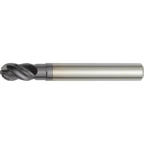 Ball End Mill: 10.00 mm Dia, 14.00 mm LOC, 4 Flute, Solid Carbide TiAlN Ball End Mill: 10.00 mm Dia, 14.00 mm LOC, 4 Flute, Solid Carbide TiAlN