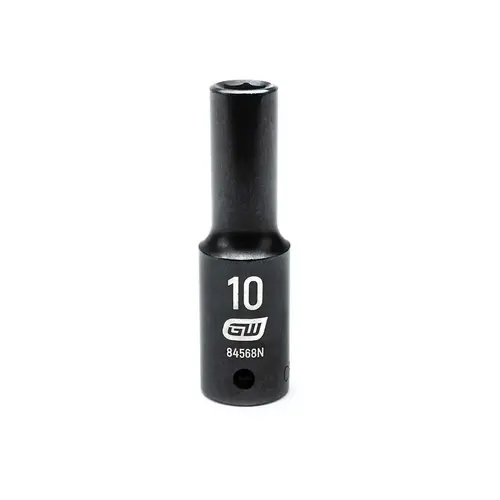 Impact Socket: 1/2" Drive, 10mm Socket, Hex Drive Impact Socket: 1/2" Drive, 10mm Socket, Hex Drive