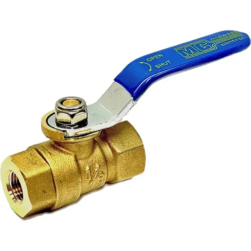 Compact Manual Ball Valve: 1/8" Pipe, Full Port, Brass Compact Manual Ball Valve: 1/8" Pipe, Full Port, Brass