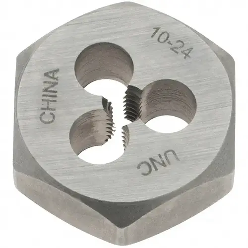 Hex Rethreading Die: #10-24 Thread, Right Hand, Carbon Steel Hex Rethreading Die: #10-24 Thread, Right Hand, Carbon Steel