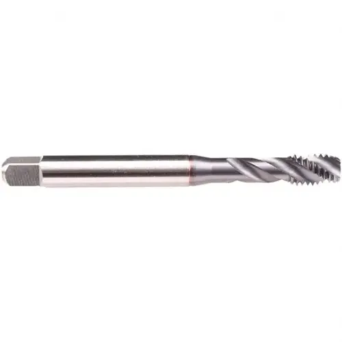 Spiral Flute Tap: M4x0.7, Metric, 3 Flute, Modified Bottoming, 6H Class of Fit, High-Speed Steel, TiCN Finish Spiral Flute Tap: M4x0.7, Metric, 3 Flute, Modified Bottoming, 6H Class of Fit, High-Speed Steel, TiCN Finish