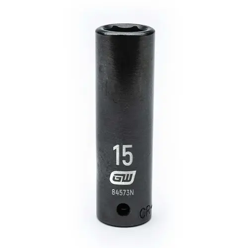 Impact Socket: 1/2" Drive, 15mm Socket, Hex Drive