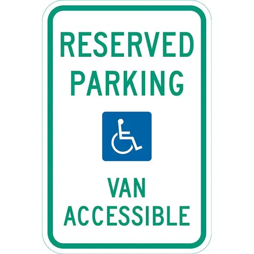 ADA Traffic & Parking & Parking Lot Sign: Rectangle, " Reserved Parking (w HDCP SYM) Van Accessible,"