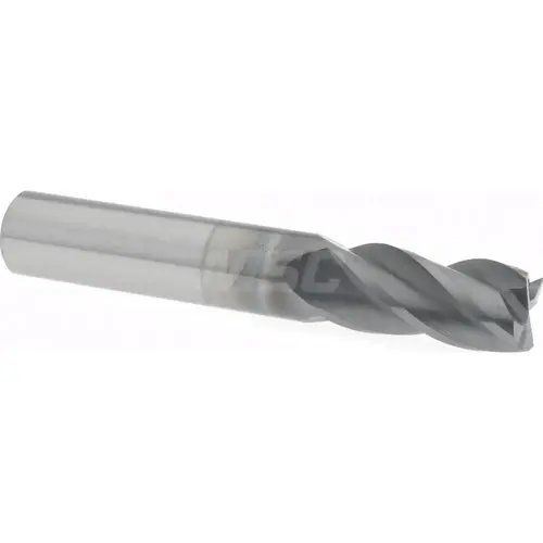 Square End Mill: 9/16 inch Dia, 1-1/4 inch LOC, 9/16 inch Shank Dia, 3 inch OAL, 4 Flutes, Solid Carbide AlTiN