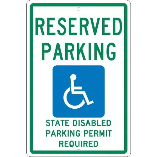 ADA Traffic & Parking Sign: Rectangle, "Reserved Parking State Disabled Parking Permit Required" ADA Traffic & Parking Sign: Rectangle, "Reserved Parking State Disabled Parking Permit Required"